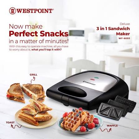 Westpoint Deluxe 3-in-1 Sandwich Maker WF-6093 - Win Bachat