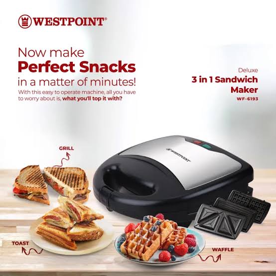 Westpoint Deluxe 3-in-1 Sandwich Maker WF-6193 - Win Bachat