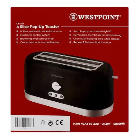 Westpoint Deluxe 4-Slice Pop-Up Toaster WF-2528 - Win Bachat