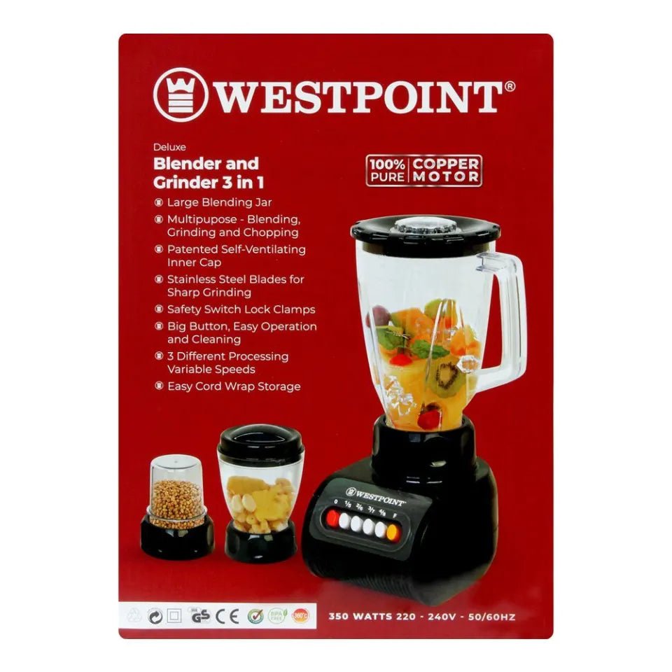 Westpoint Deluxe Blender, Grinder & Chopper 3 in 1 WF-9491 - Win Bachat