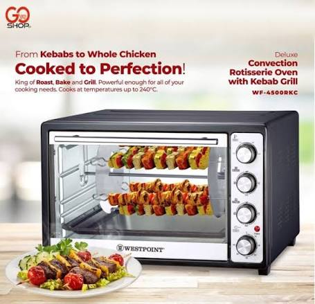 Westpoint Deluxe Convection Rotisserie Oven with Kebab Grill WF-4500RKC - Win Bachat