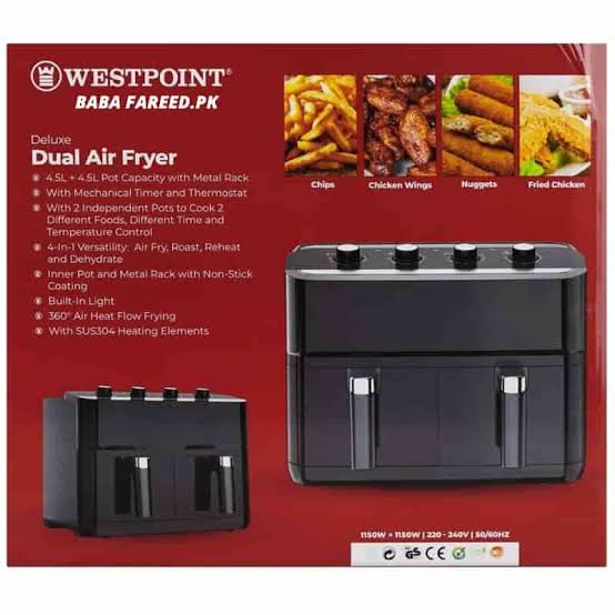 Westpoint Deluxe Dual Air Fryer WF-4258 - Win Bachat