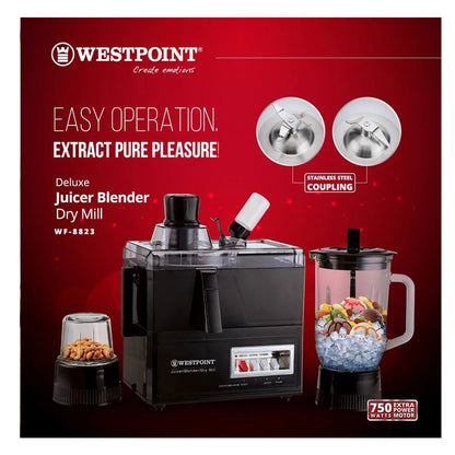 Westpoint Deluxe Juicer Blender Dry Mill 750W WF-8823 - Win Bachat