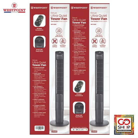 Westpoint Deluxe Ultra Quiet Tower Fan WF-1546 - Win Bachat