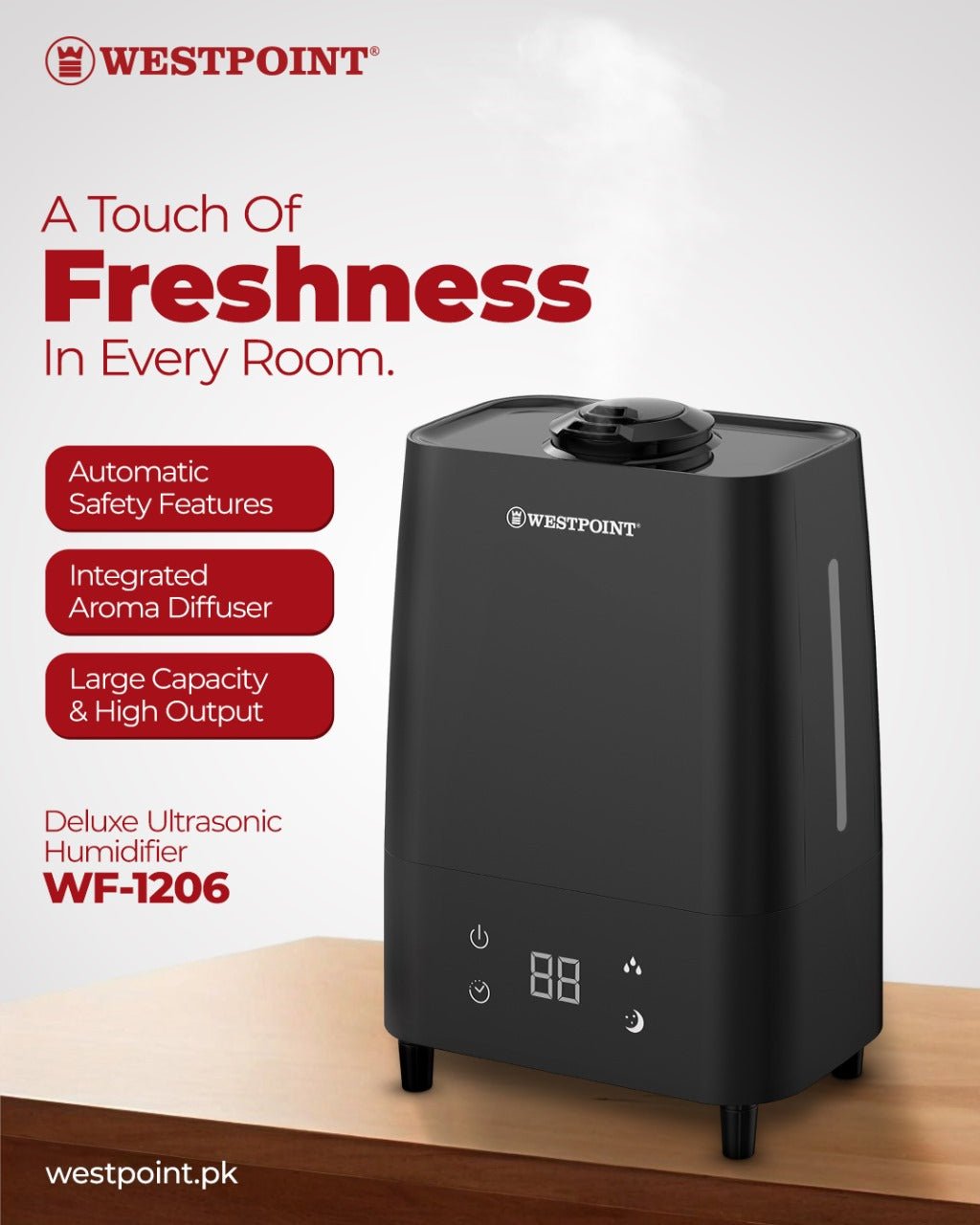 Westpoint Deluxe Ultrasonic Humidifier WF-1206 - Win Bachat
