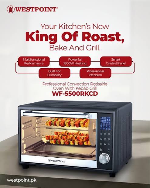 Westpoint Professional Convection Rotisserie Oven with Kebab Grill WF-5500RKCD - Win Bachat