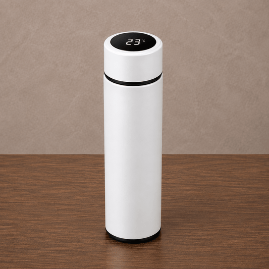 White Digital Temperature Display Slim Flask - Win Bachat