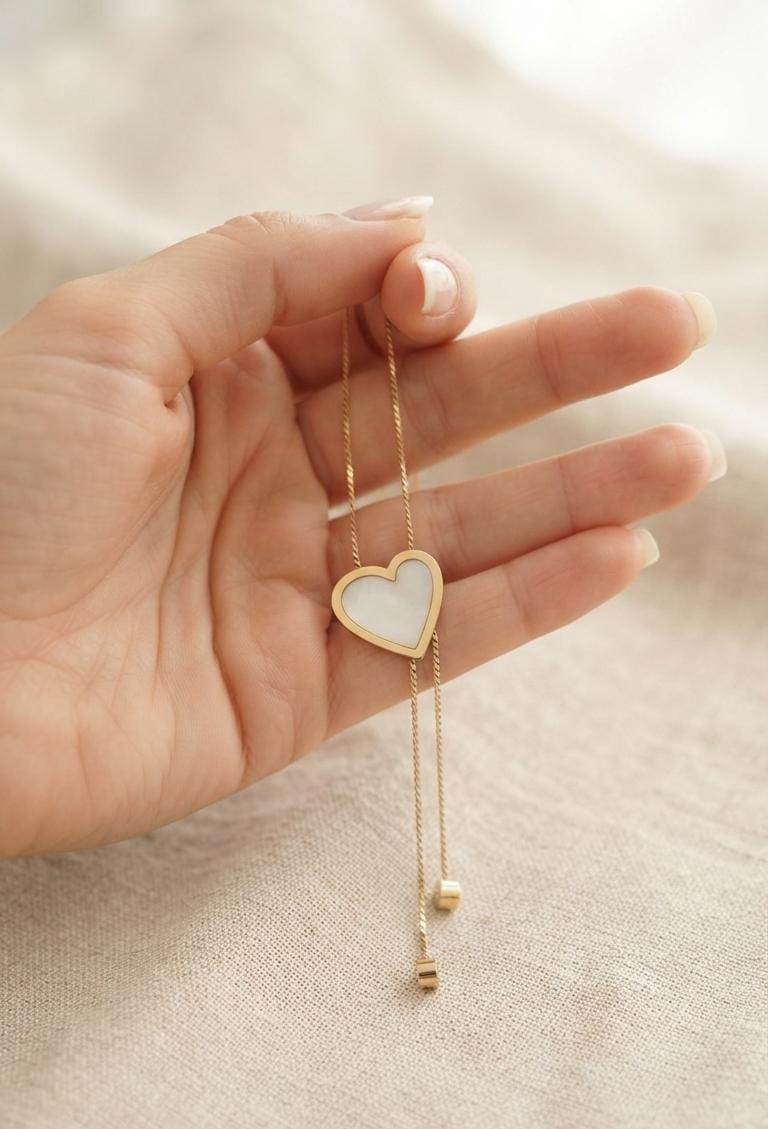 White Heart Pendant Drop Necklace - Win Bachat