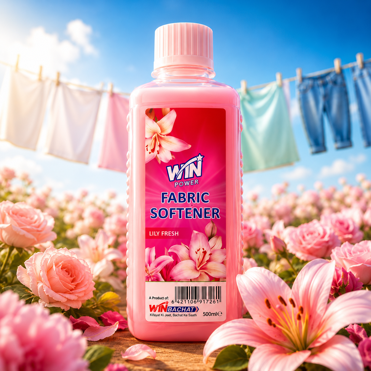 Win Power Fabric Softener Lily Fresh - 1000Ml - Win Bachat