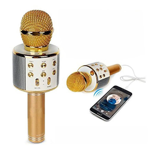 WS-858 Gold Wireless Karaoke Microphone & Hi-Fi Speaker - Win Bachat